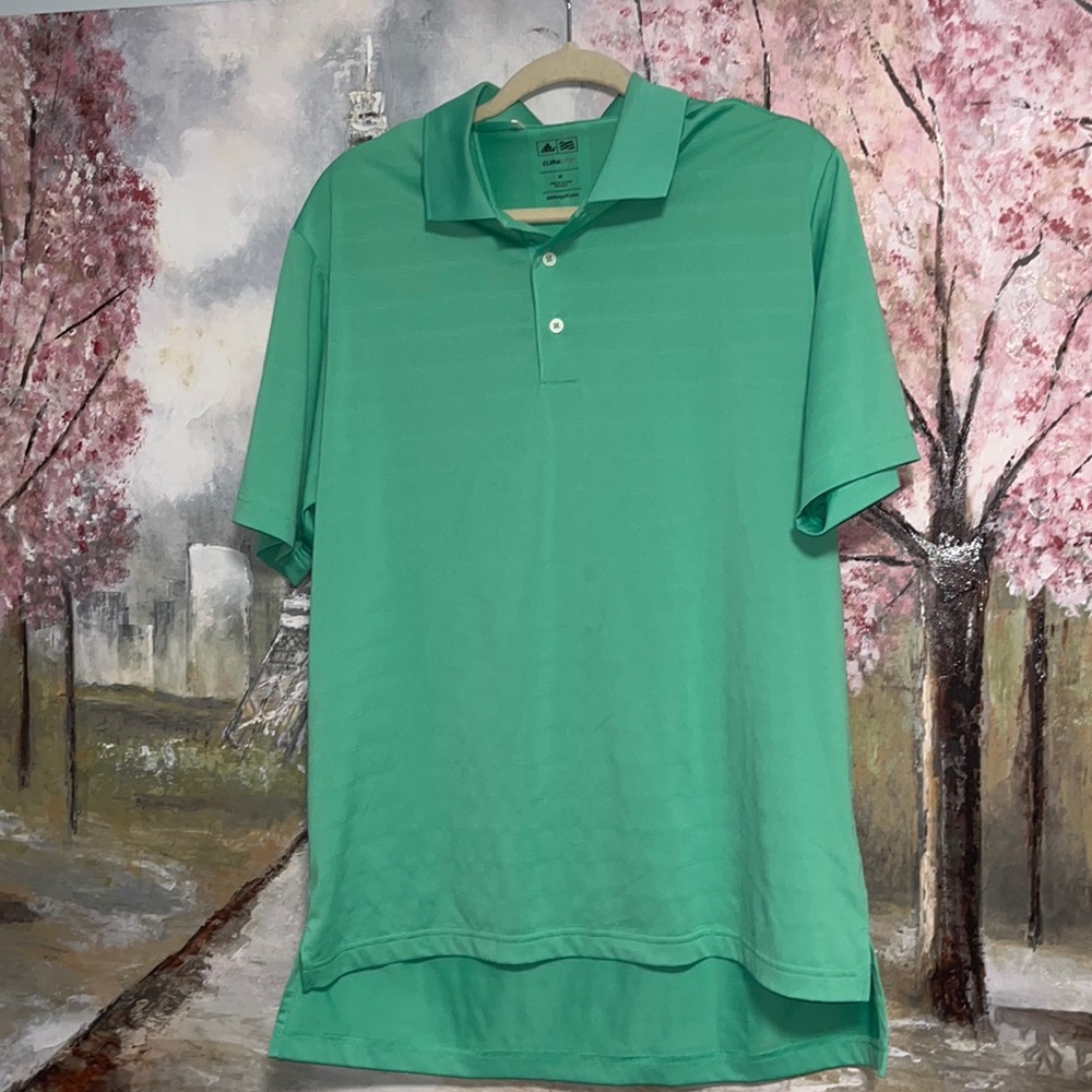 ADIDAS ClimaCool Golf Polo Short Sleeve Shirt Men's Green sz Medium EUC